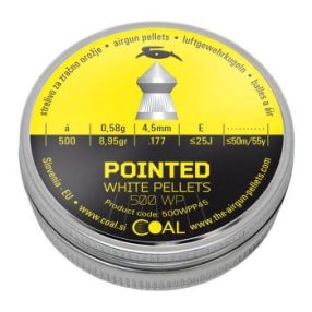   4,5 mm Coal Pointed White Pellets 0,58g/8,95 gr hegyes  ( 500 db)